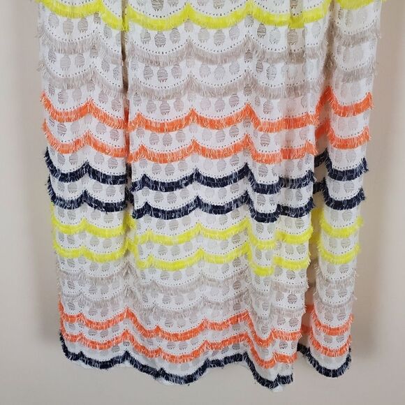 Trina Turk Multicolor Scallop Fringe Lace Heights Dress Size 10 - Picture 3 of 9